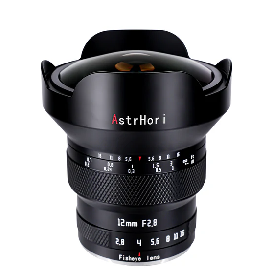 AstrHori 12mm f/2.8 Fisheye on a white square