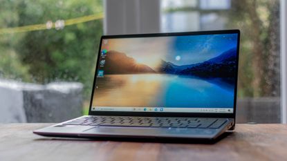 A photograph of the MSI Prestige 14 Evo on a table