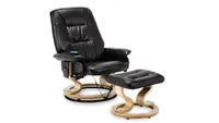 More4Homes TUSCANY BONDED LEATHER BLACK SWIVEL RECLINER MASSAGE CHAIR with FOOT STOOL