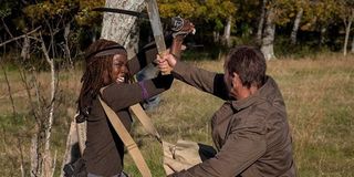 Michonne battling in the Season 8 finale