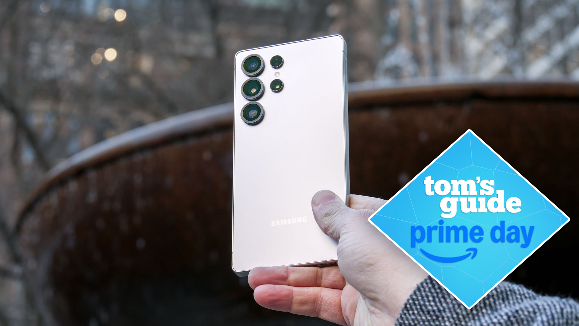 Samsung Galaxy S25 Ultra with TG Prime Day deal badge