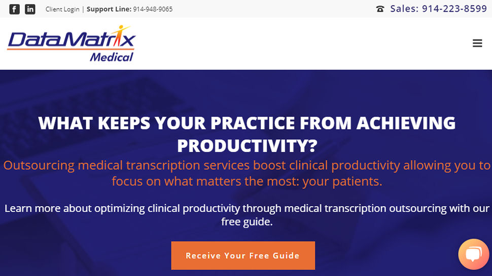 Website screenshot of DataMatrix Medical