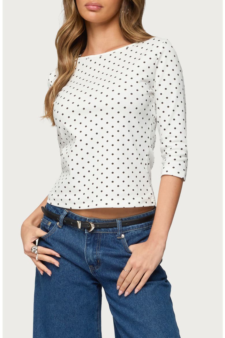 Lela Polka Dot Quarter Sleeve Shirt