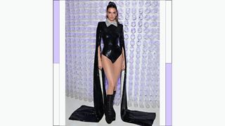Kendall Jenner wears a black bodysuit as she attends The 2023 Met Gala Celebrating "Karl Lagerfeld: A Line Of Beauty" at The Metropolitan Museum of Art on May 01, 2023 in New York City.