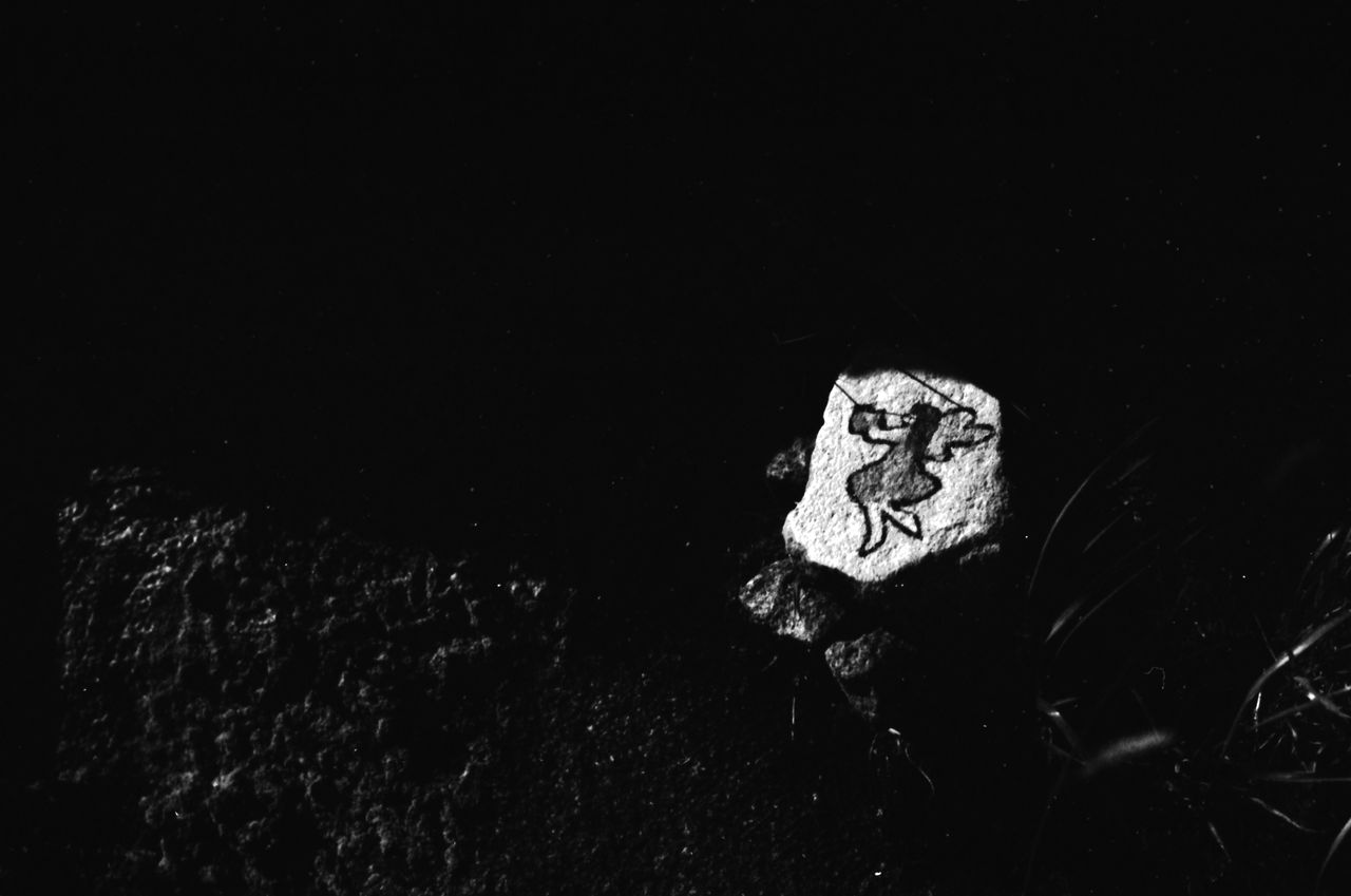 Fairytale by Sebastian Oakley - a fairy pained on a rock, shot in black and white to create a moody looking image