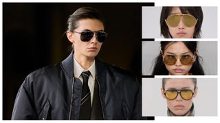 the 2025 aviator sunglasses trend at Saint Laurent, Loewe, Miu Miu, Brandon Maxwell