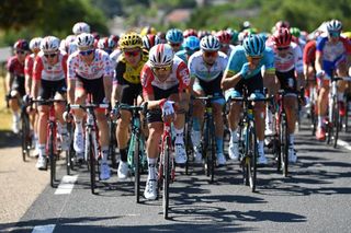 Maxime Monfort on the front of the Tour de France peloton