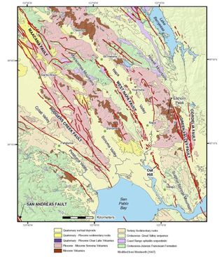 Map of Napa Valley region faults.