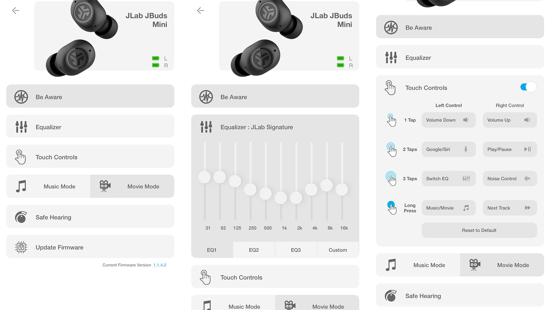 The control app for JLab Jbuds Mini