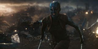 Avengers: Endgame Nebula charging the field with twin batons