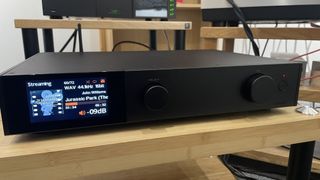 Audiolab 9000N on wooden rack
