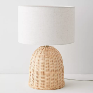 rattan table lamp base with white shade