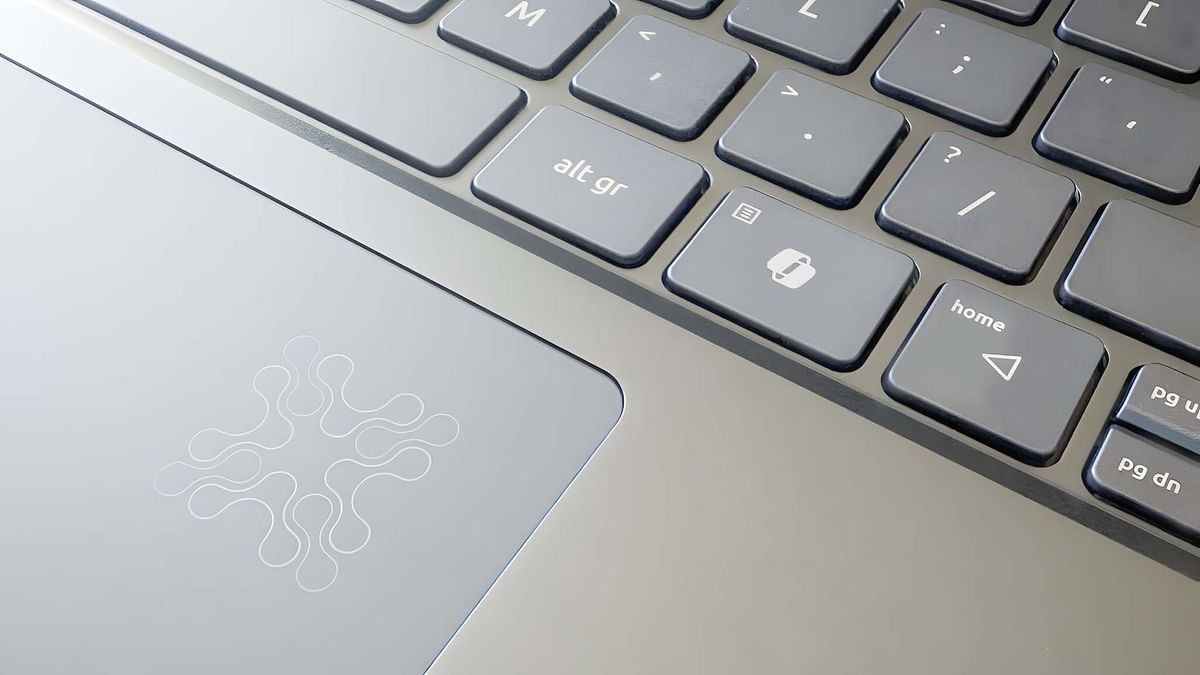 Closeup shot of Copilot key and touchpad on Acer Swift 14 AI.