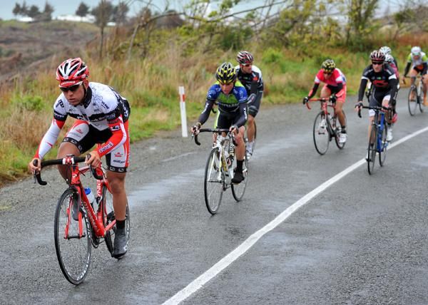 Patrick Bevin (Ascot Park Hotel) has attacked the leading group of riders