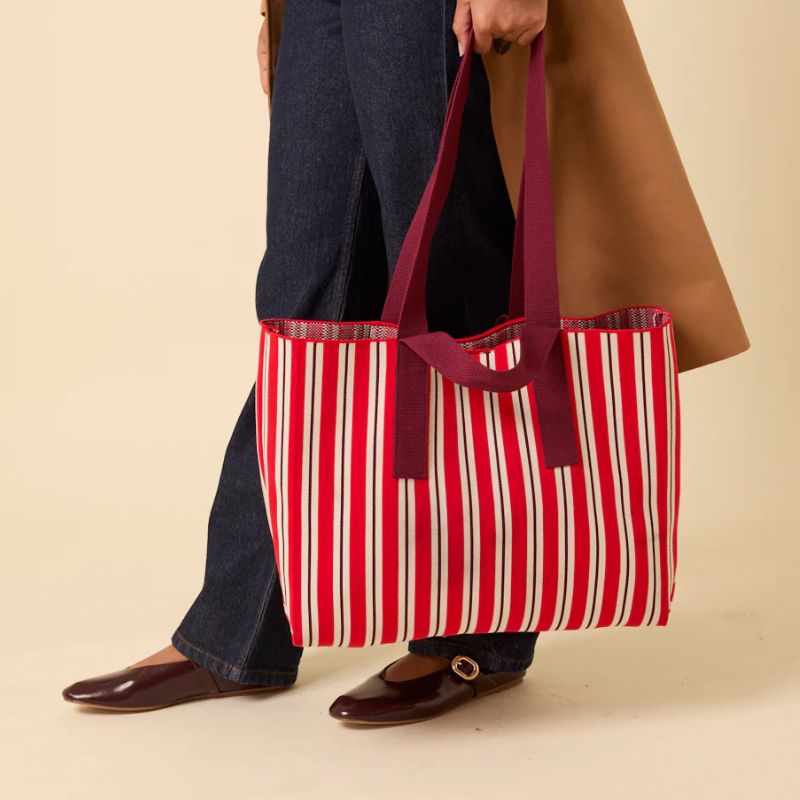 Nobody&#039;s Child , Red And White Striped Tote Bag