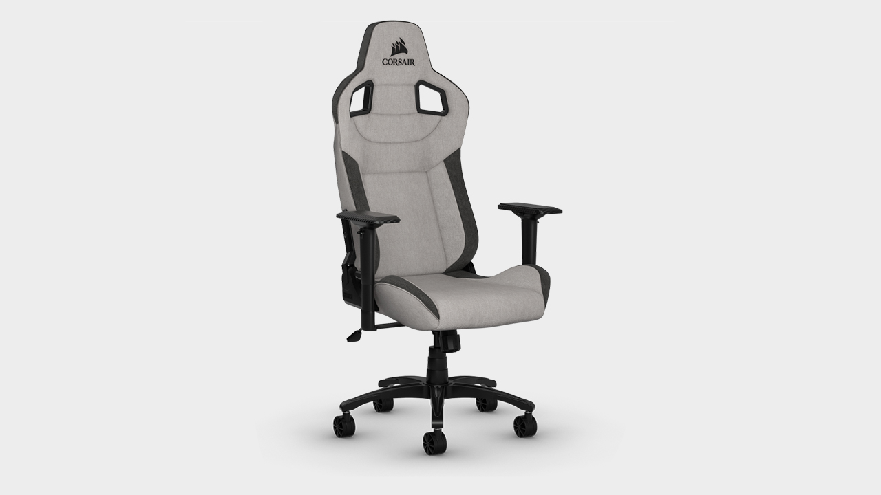 Corsair T3 Rush gaming chair on a grey background.