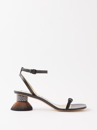 Petal brush-heel leather sandals
