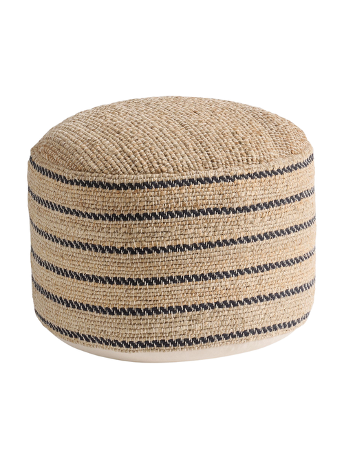 Jute Striped Round Pouf