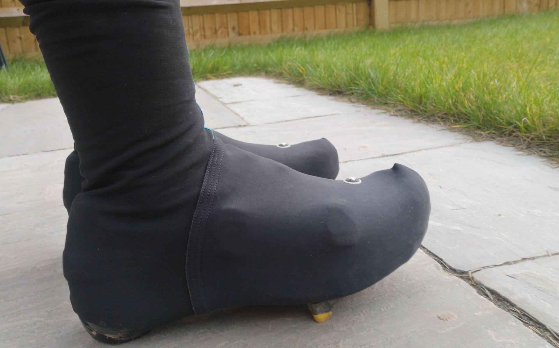 Rider wearing the Assos Winter Booties