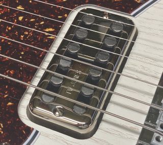 A TV Jones pickup attached to a ToneLounge Shoreline guitar