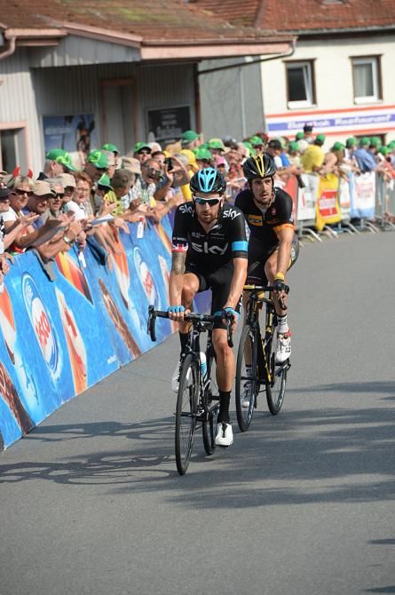 Bradley Wiggins (Team Sky) rolls to the finish line in Heiden