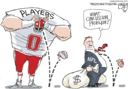 Editorial cartoon U.S. NFL Concussions Sport