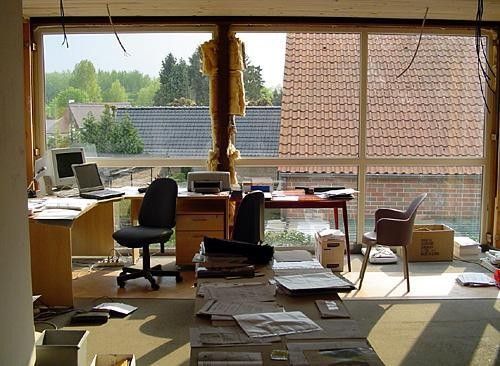 Bernard's office isn't quite finished yet
