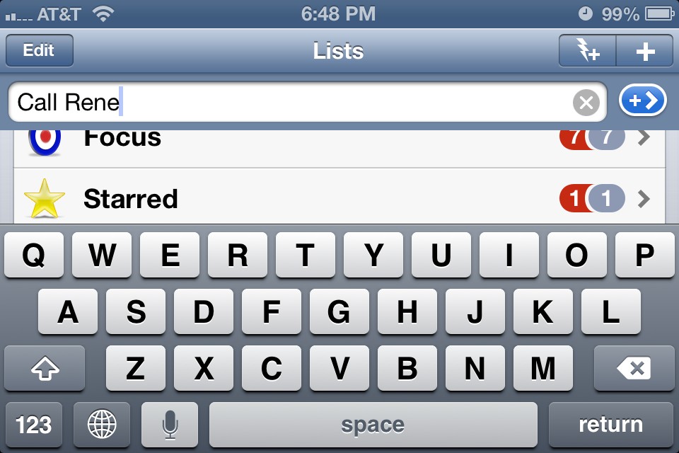 Todo for iPhone quick add task