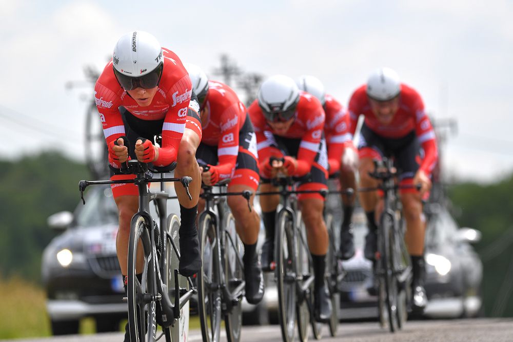 Trek-Segafredo compete in the Criterium du Dauphine team time trial