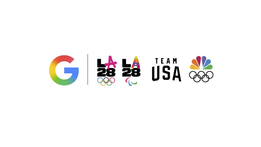 Google, LA28, Team USA and NBC logos