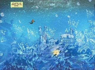 Aquaman finds the ruins of Atlantis.