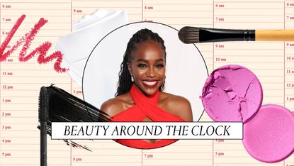 aja naomi king on a calendar with beauty products