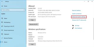 Advanced System Settings on Windows 10