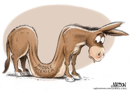 Political cartoon U.S. Democrats middle America weakness
