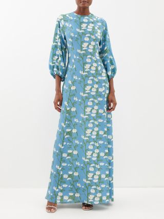 Roxette Daisy-Print Silk Maxi Dress