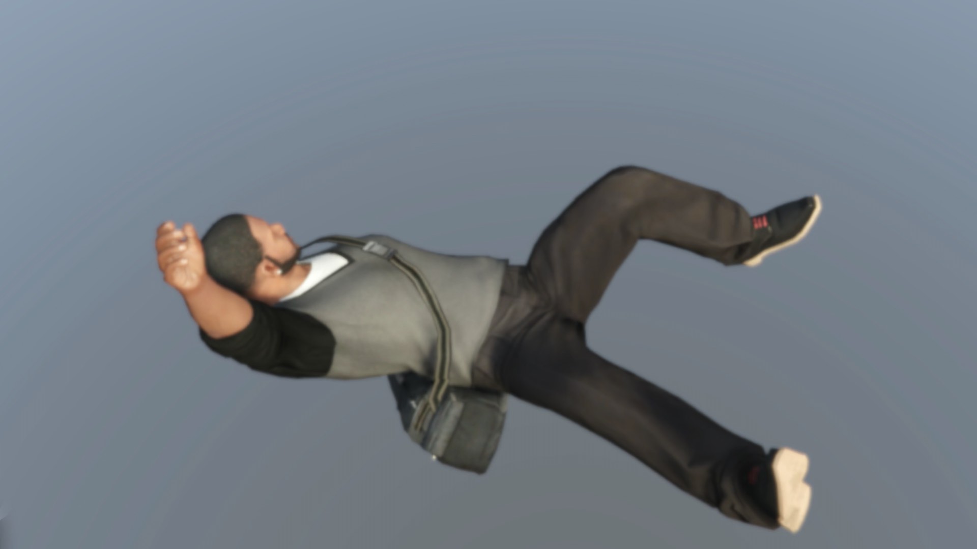 Franklin tumbles into the abyss, wearing a bag.