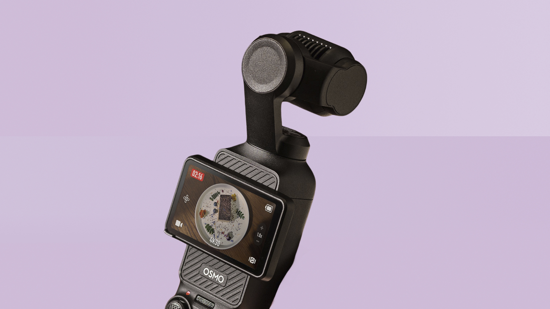 DJI Osmo Pocket 3 against purple background