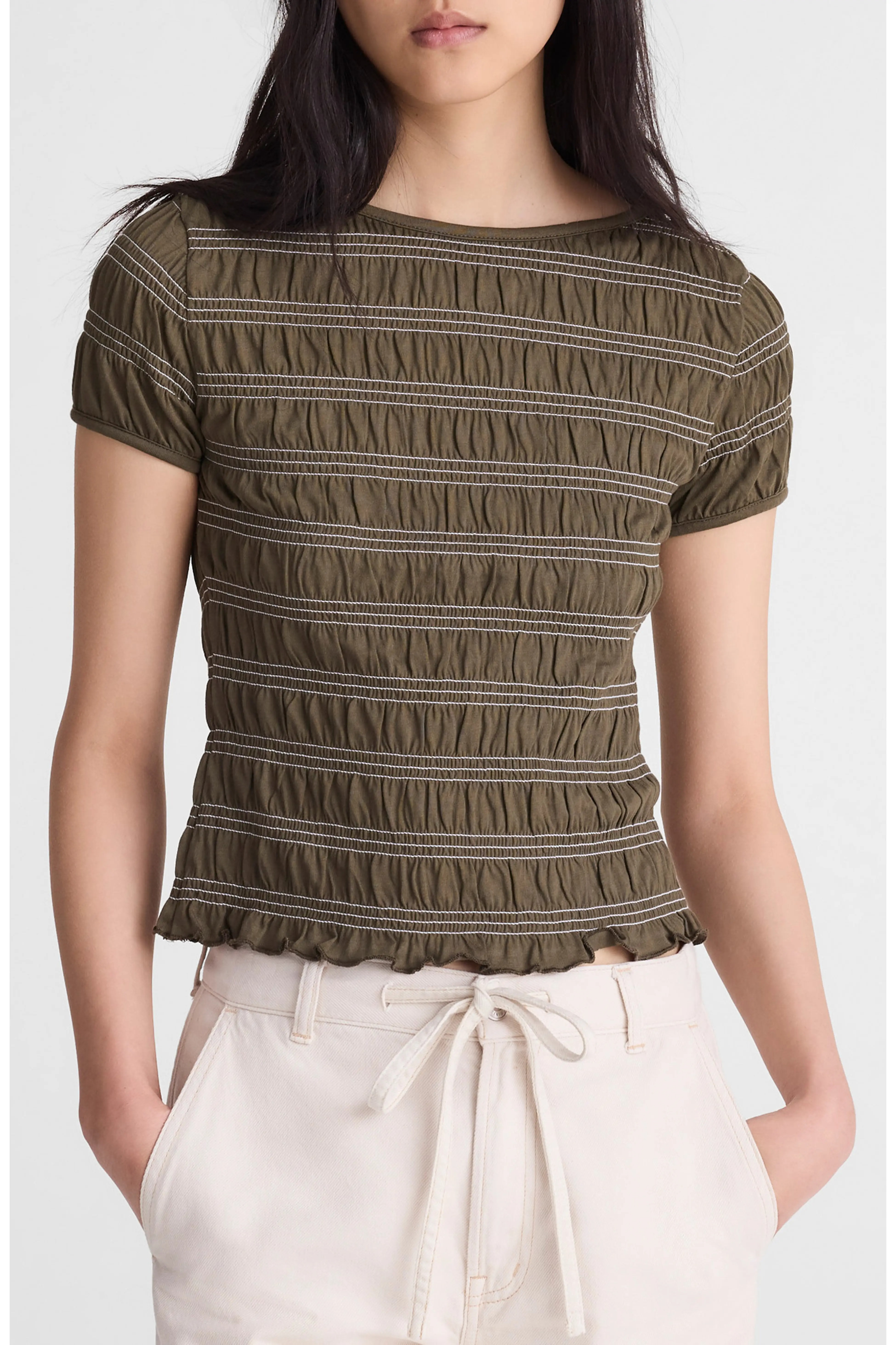 Madewell, Smocked Short Sleeve Top