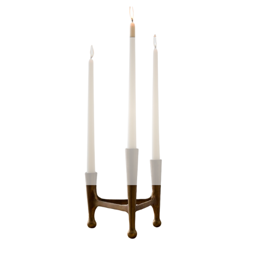 A wooden candelabra