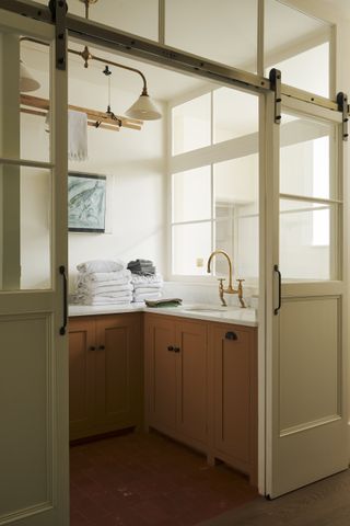 warm coloured laundry room