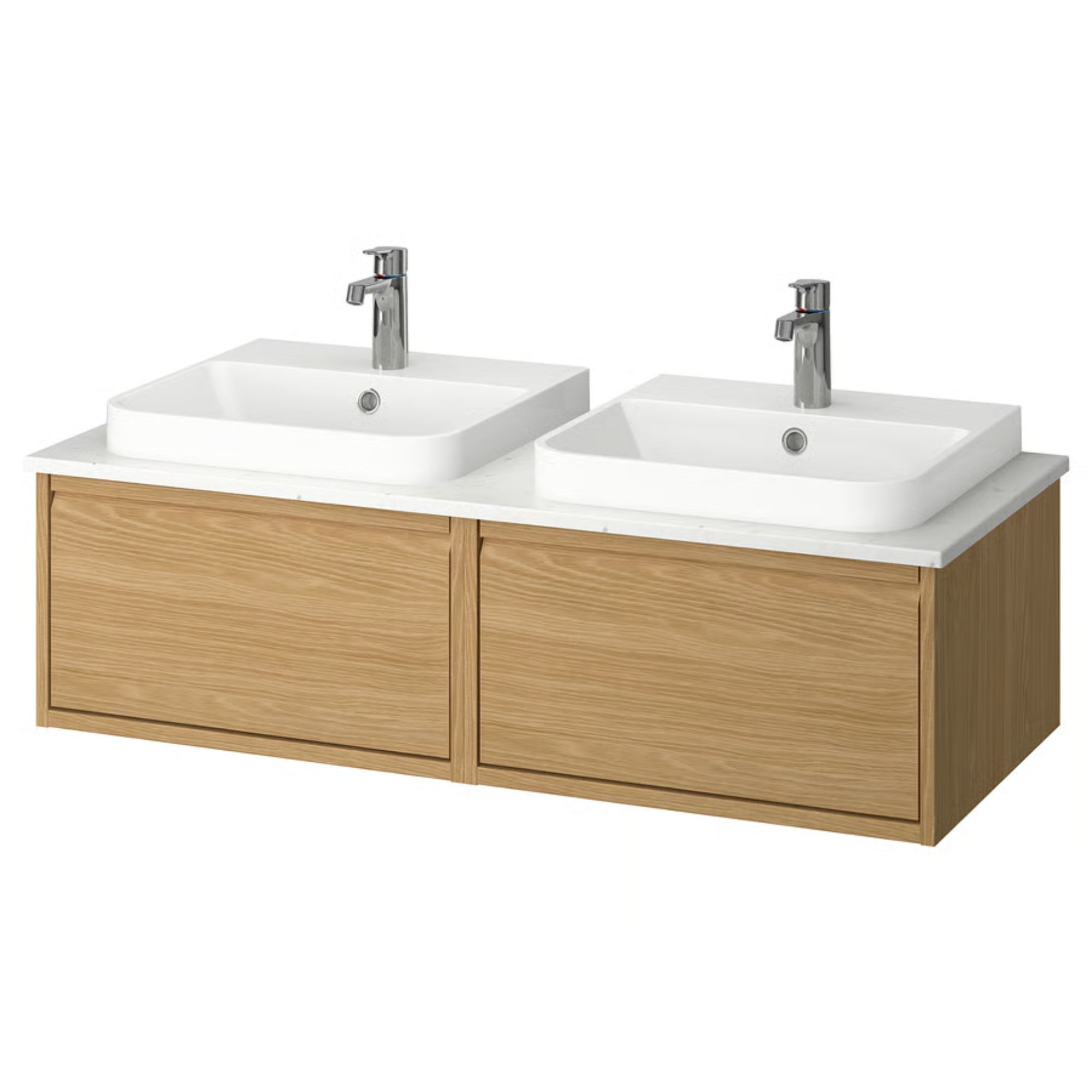 Floating wooden double bathroom vanity from IKEA