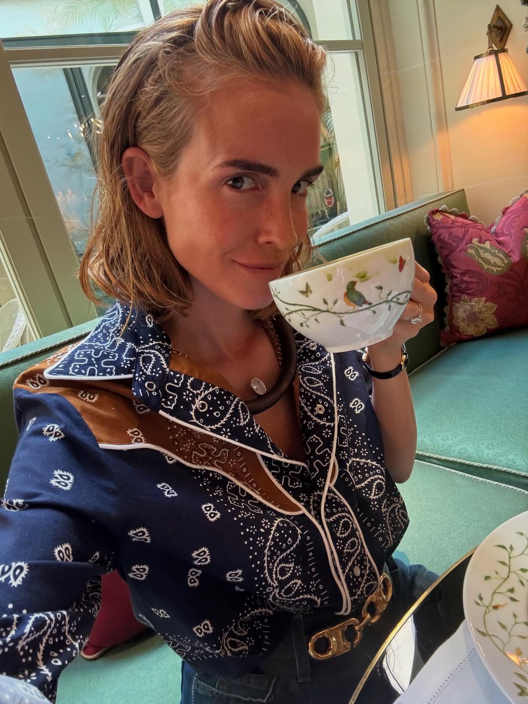 Blanca Miro in a bandana print top