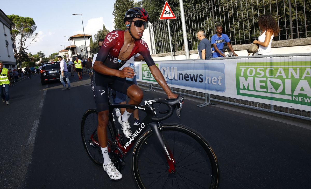 Bernal takes a drink after finishing second