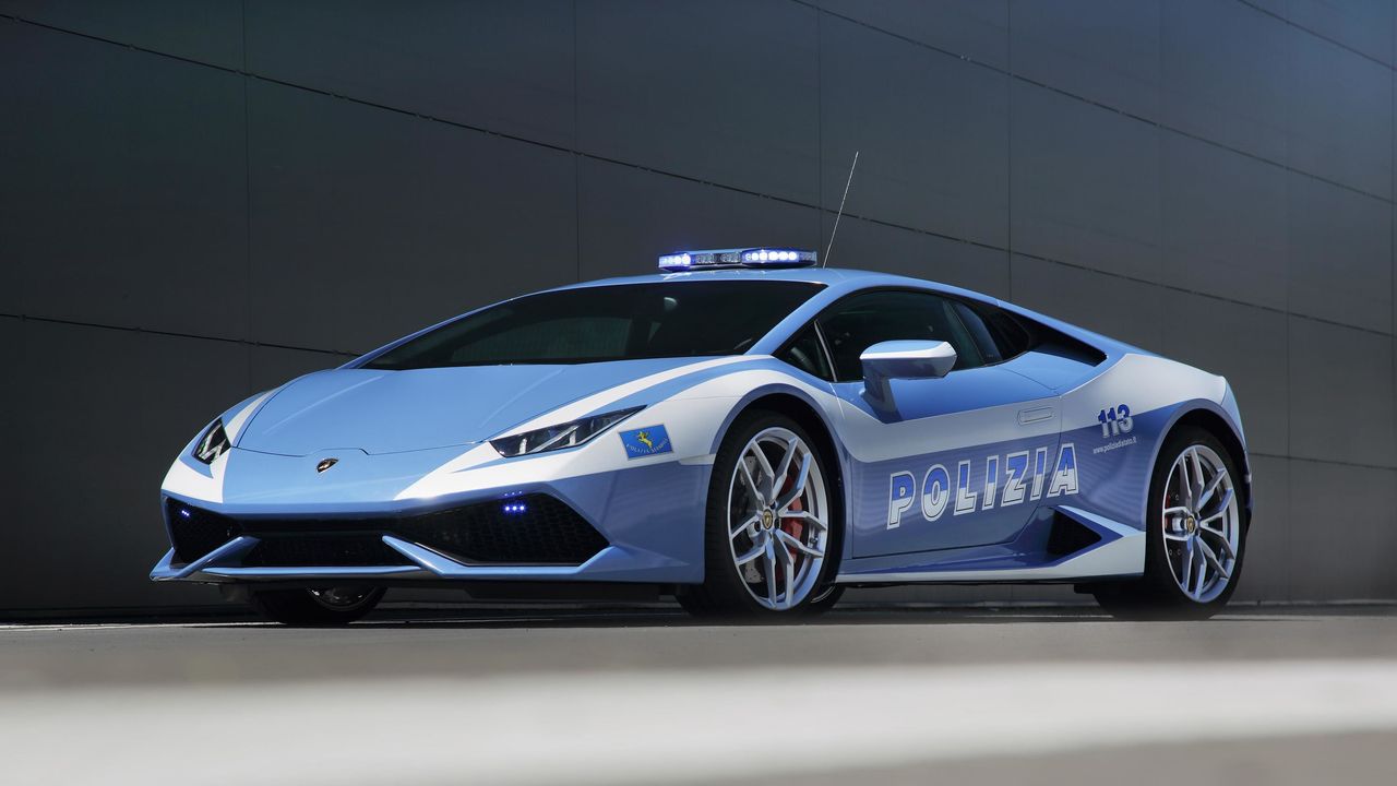 The Italian police force&#039;s Lamborghini Huracán, in use from 2014