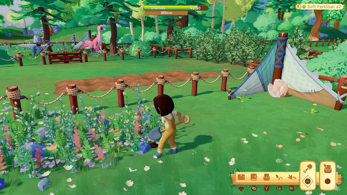 Paleo Pines merges farming simulation with running a wholesome dinosaur sanctuary on Xbox and PC.