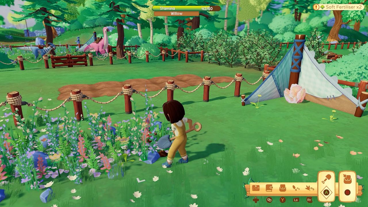 Paleo Pines merges farming simulation with running a wholesome dinosaur sanctuary on Xbox and PC.