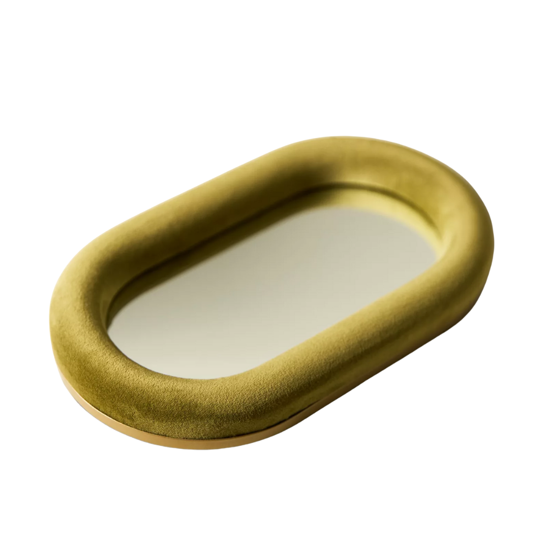 Raquel Velvet Oval Mirror Decorative Tray