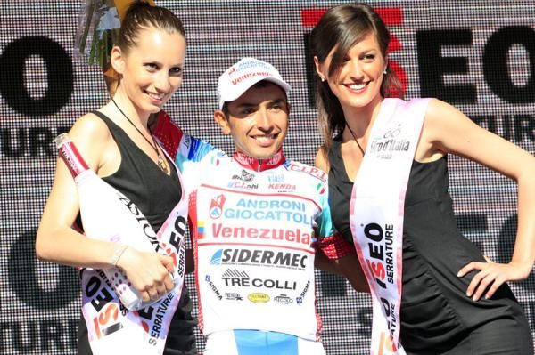 Miguel Rubiano (Androni Giocattoli) on the podium