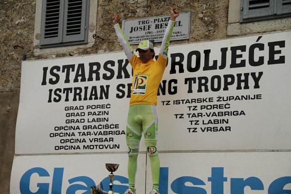 Robert Vrecer on the podium as the new race leader.