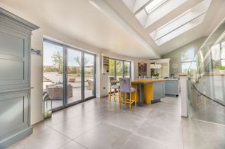 Inside the kitchen with the bifold doors closed